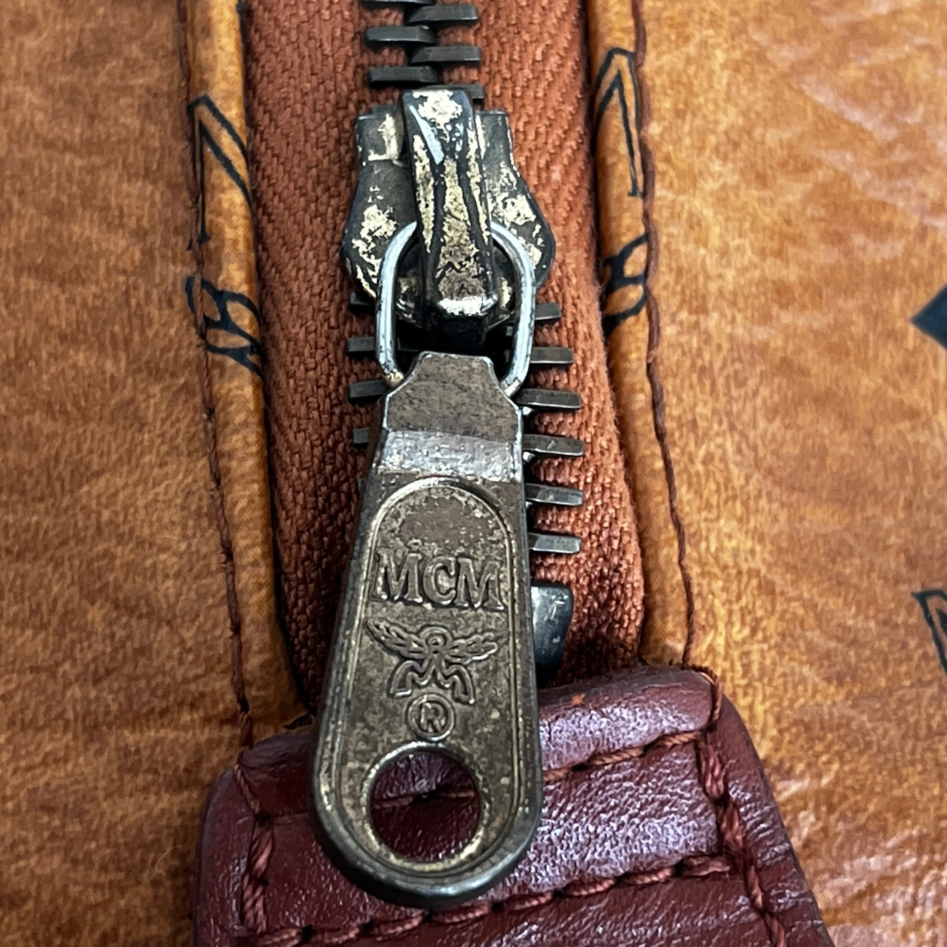 MCM Cognac Visetos Coated Canvas Mini Handbag