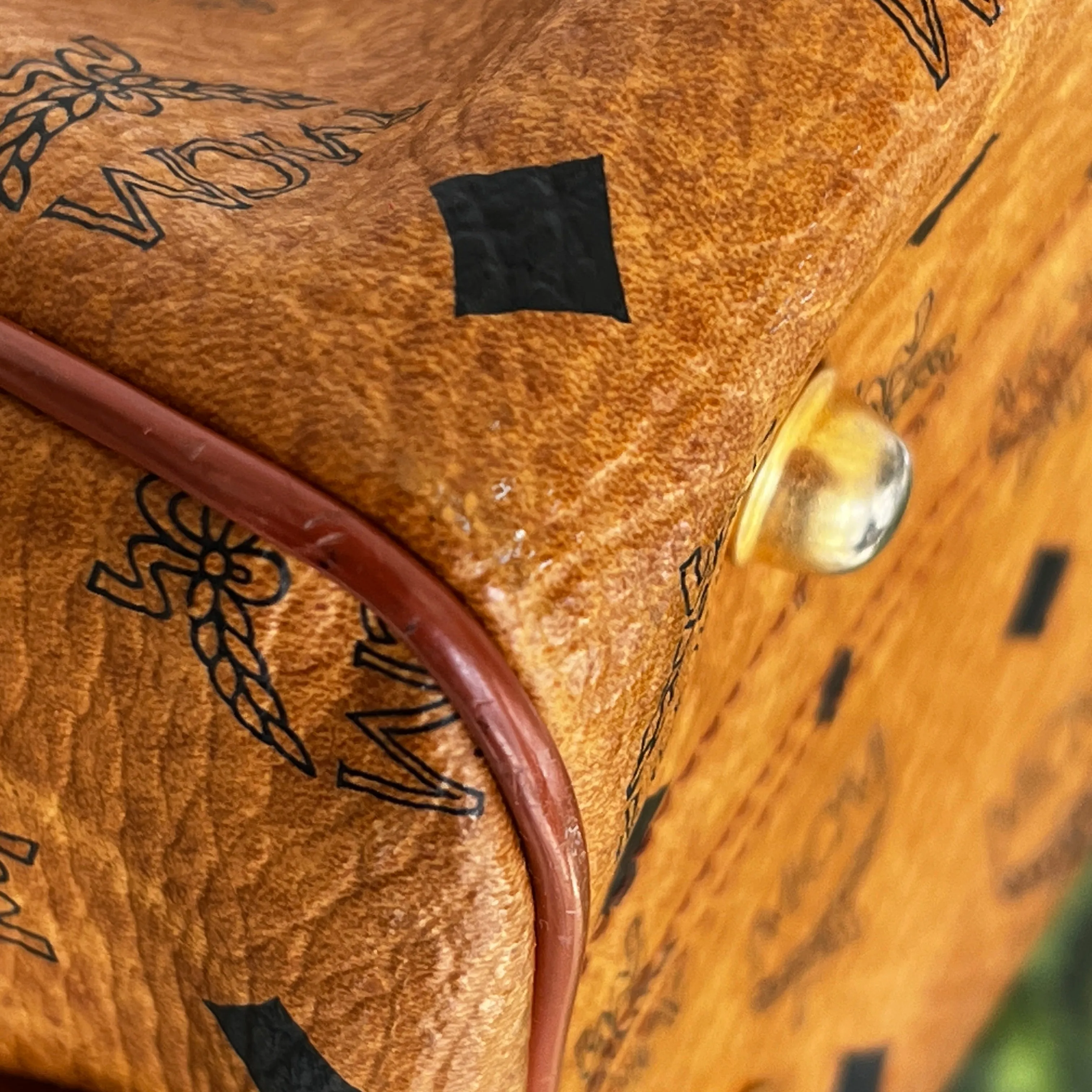 MCM Cognac Visetos Coated Canvas Mini Handbag