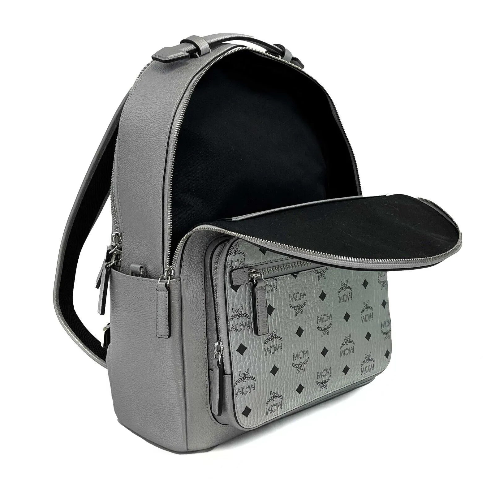 MCM - NWT Silver Large Stark Backpack - Silver & Black NEW - Retail $1350