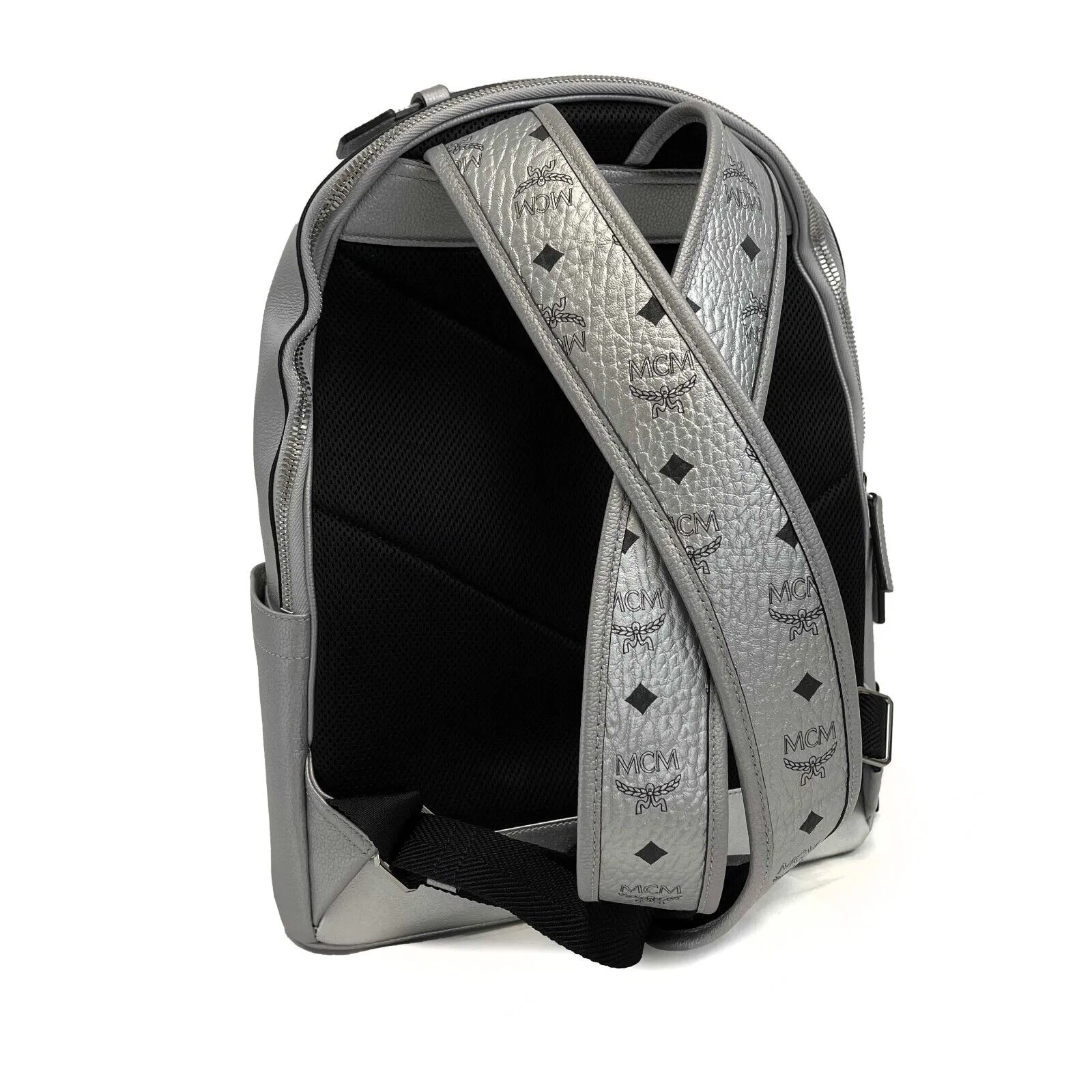 MCM - NWT Silver Large Stark Backpack - Silver & Black NEW - Retail $1350
