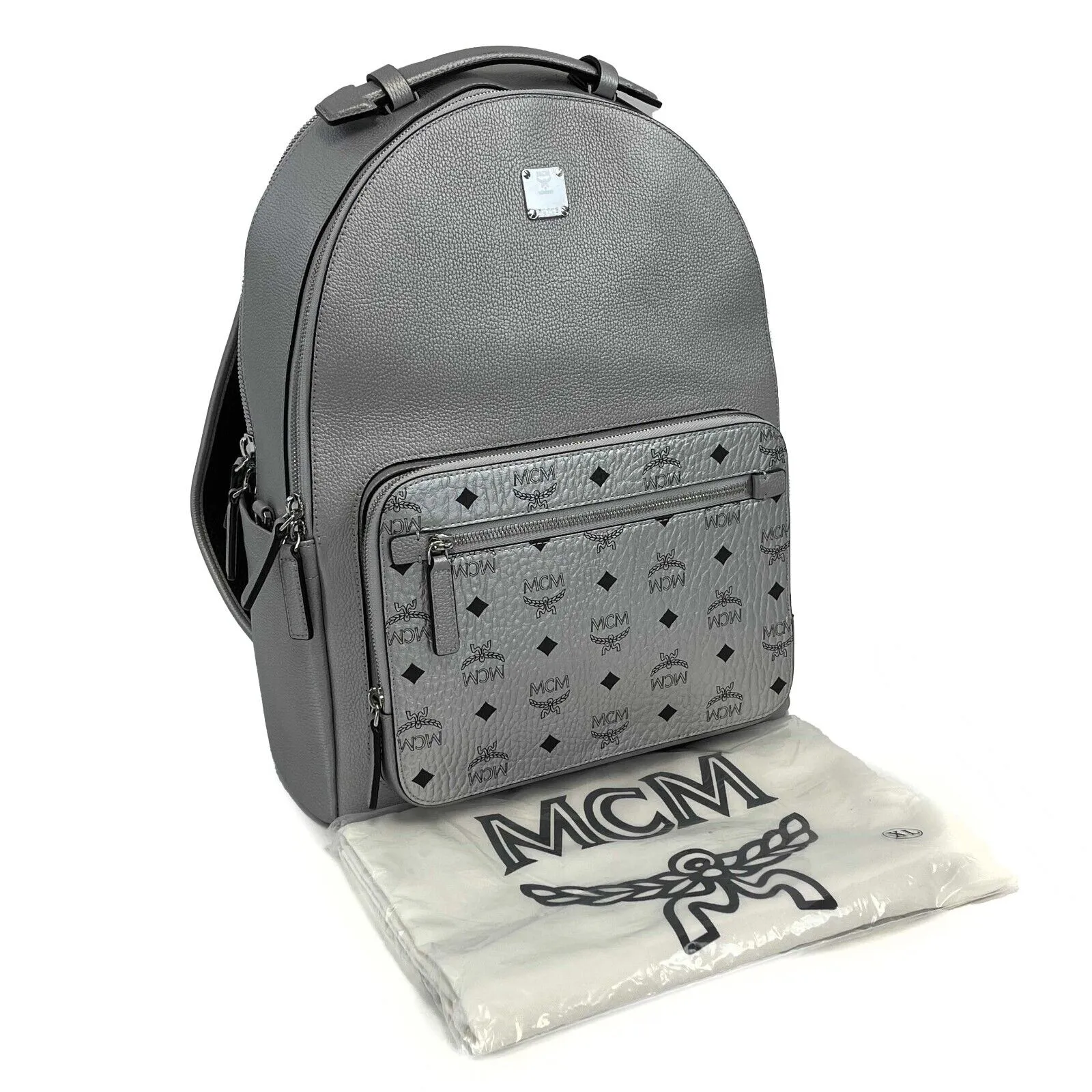 MCM - NWT Silver Large Stark Backpack - Silver & Black NEW - Retail $1350