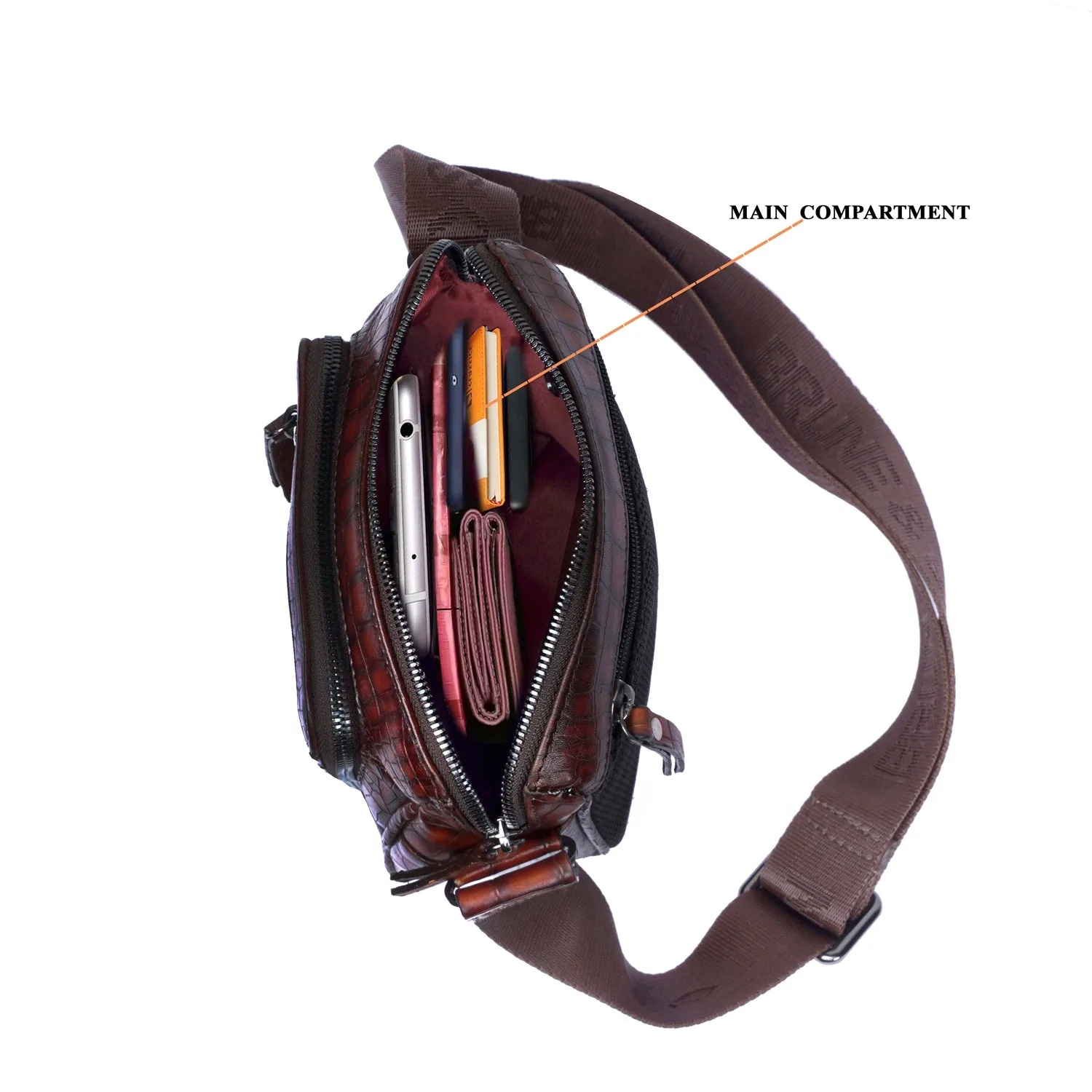 Medium Sized Smokey Finish Crossbody Bag in Cognac Leather