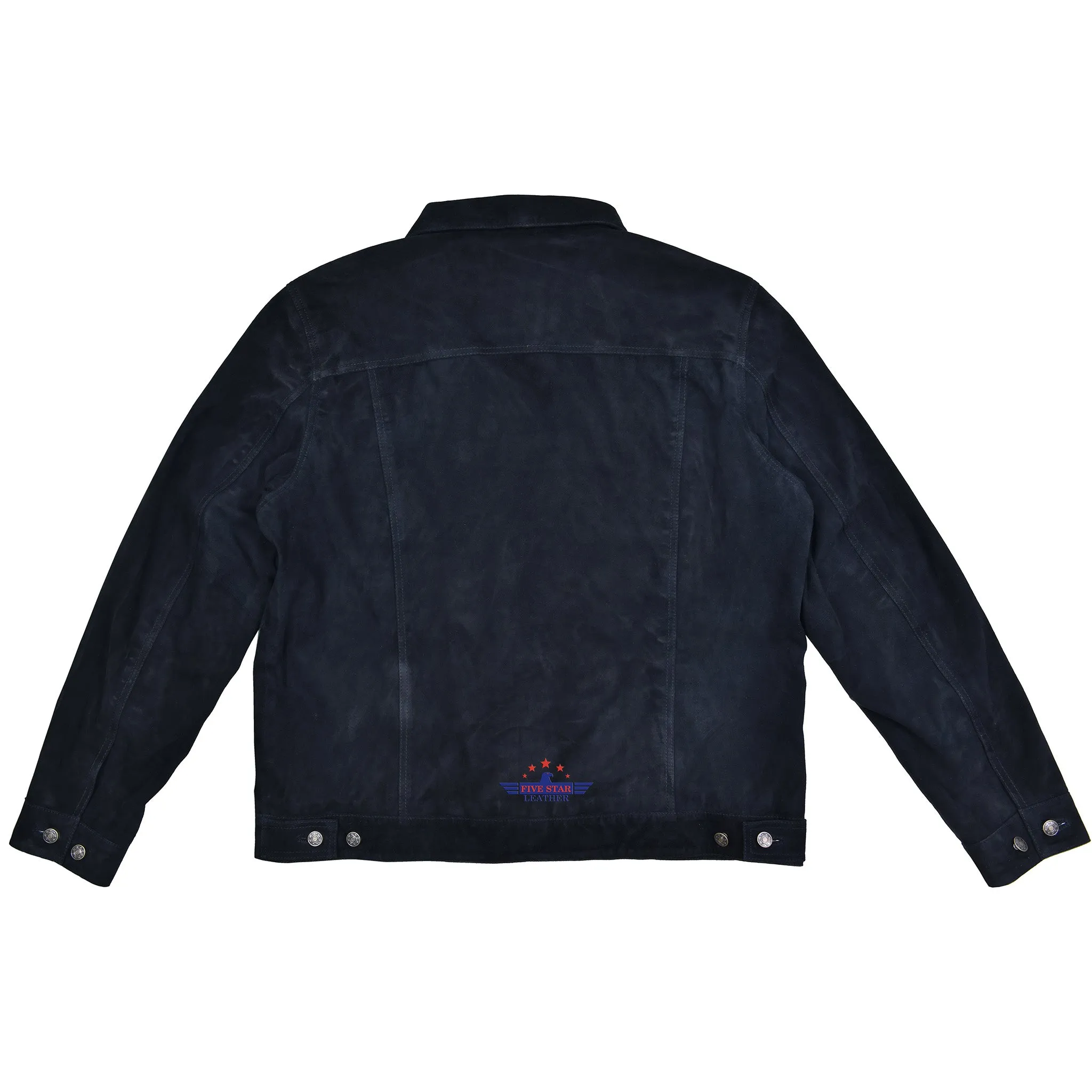 Men Trucker Black Suede Classic Retro Western Denim Style Leather Jacket