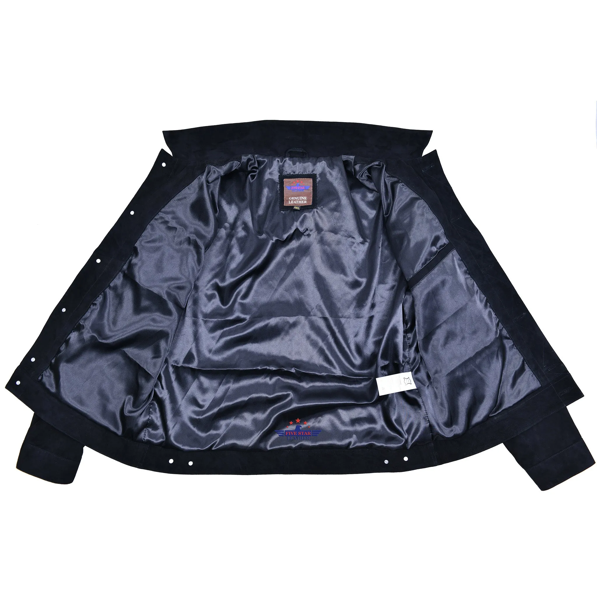 Men Trucker Black Suede Classic Retro Western Denim Style Leather Jacket