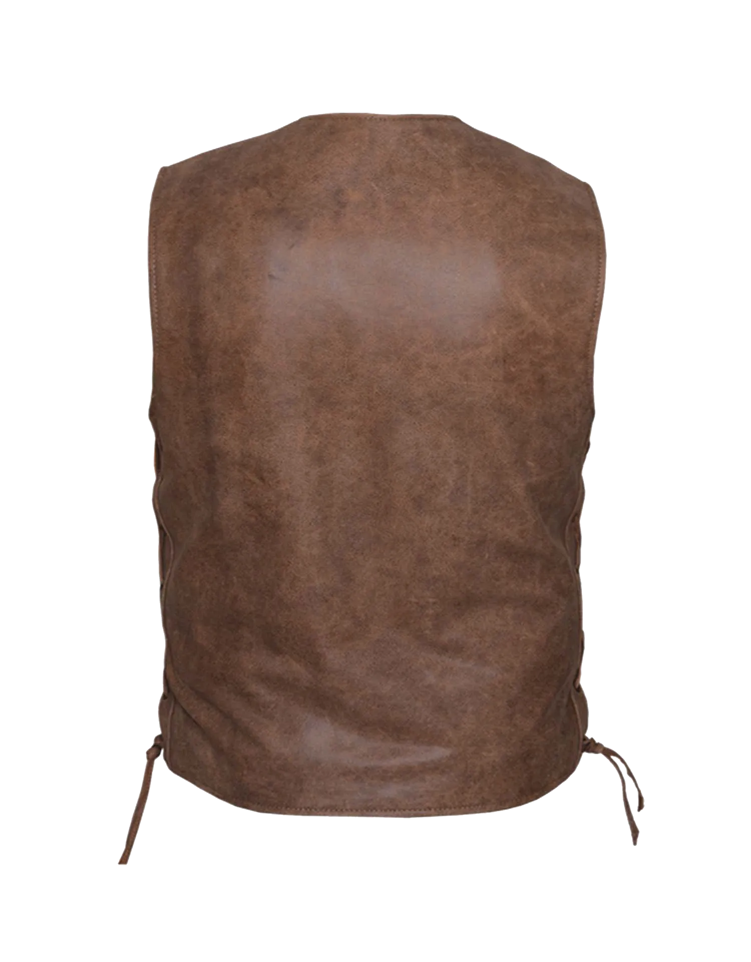 Men's 10 Pocket Brn Antiqe Vintage Tan 10 Pocket Leather vest with 2 Gun pockets inside