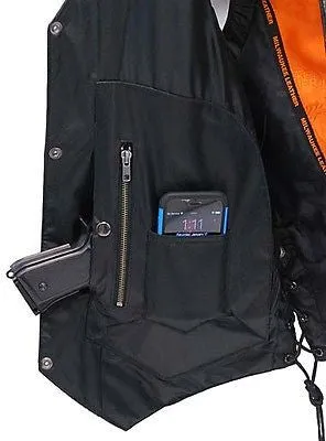 Men's 10 Pocket Brn Antiqe Vintage Tan 10 Pocket Leather vest with 2 Gun pockets inside