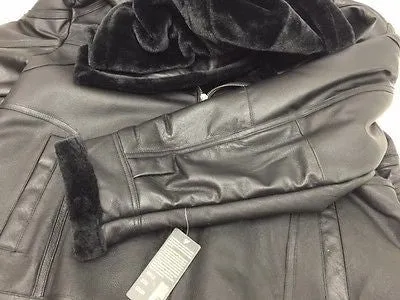 MEN'S BOMER FUR LINNING REALLEATHER JACKET WITH REMOVABLE HOOD VERY SOFT LEATHER