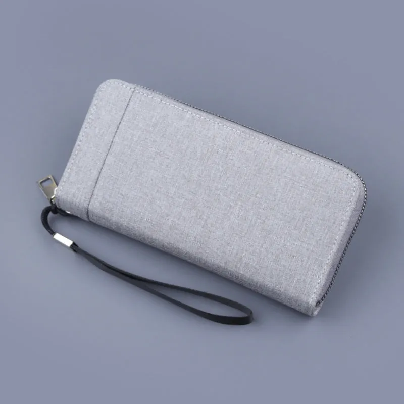 Men's Canvas Long Clutch Zipper Mobile Large Men's Wallets