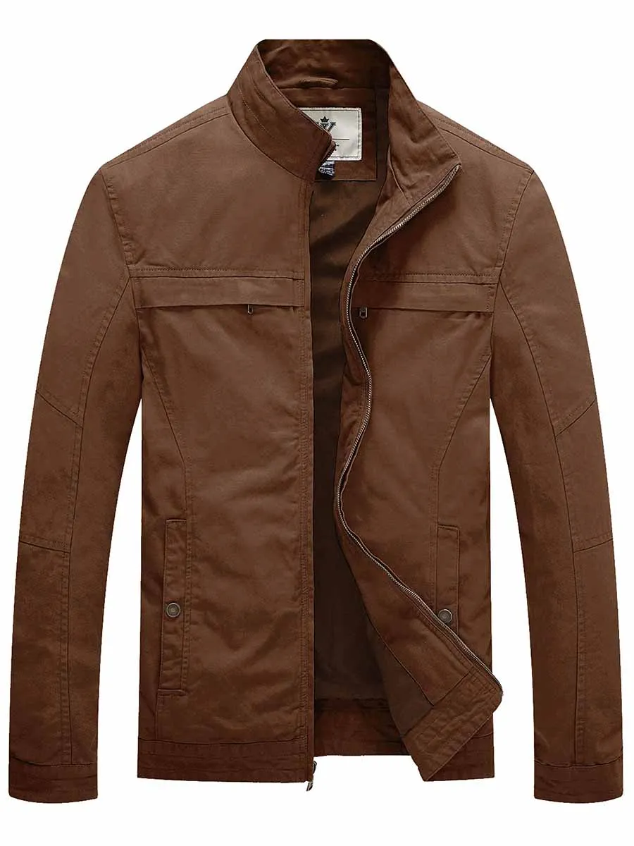 Men's Canvas Military Style Jacket Casual Lightweight Cotton Jacket