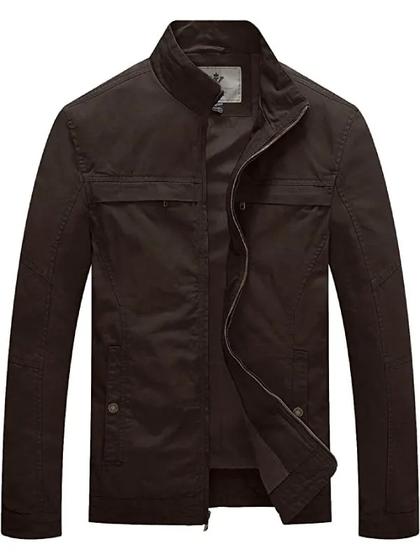 Men's Canvas Military Style Jacket Casual Lightweight Cotton Jacket