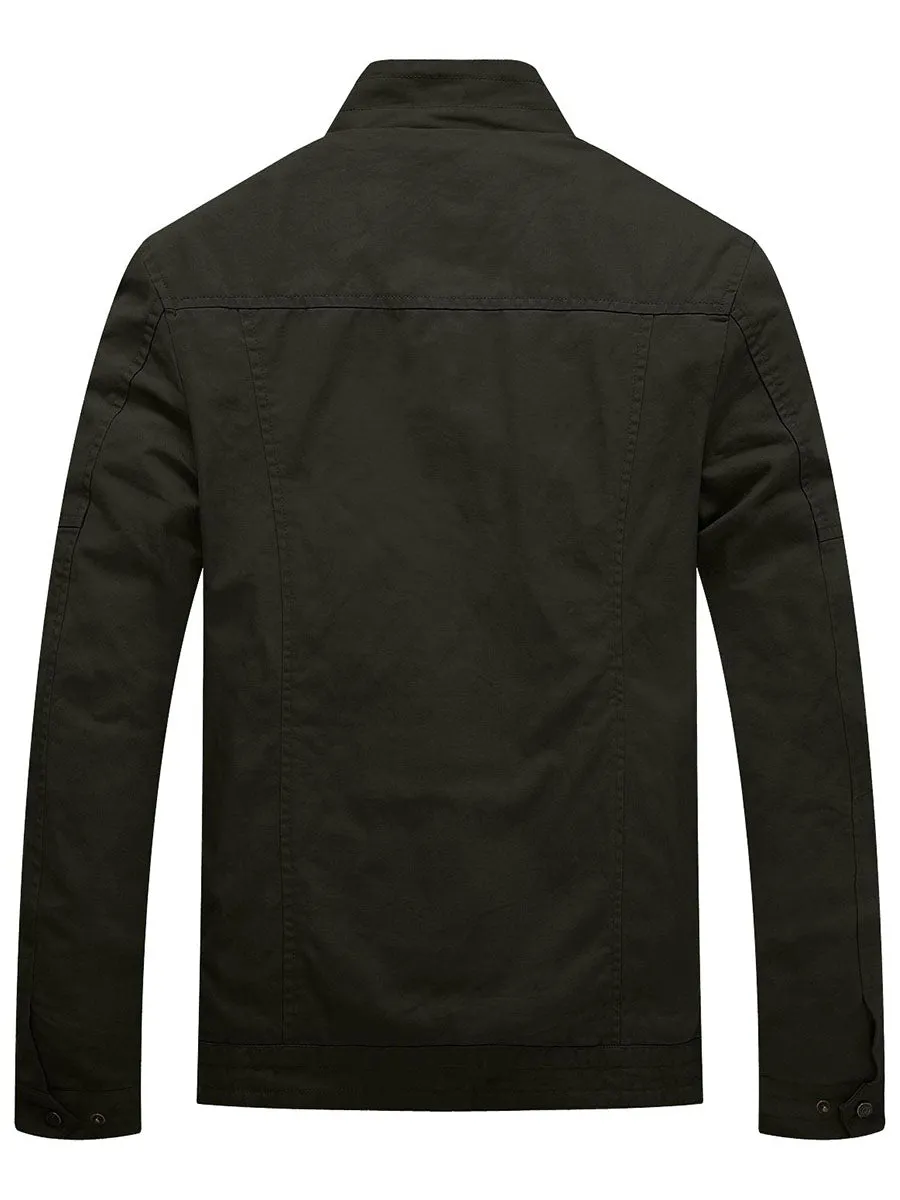 Men's Canvas Military Style Jacket Casual Lightweight Cotton Jacket