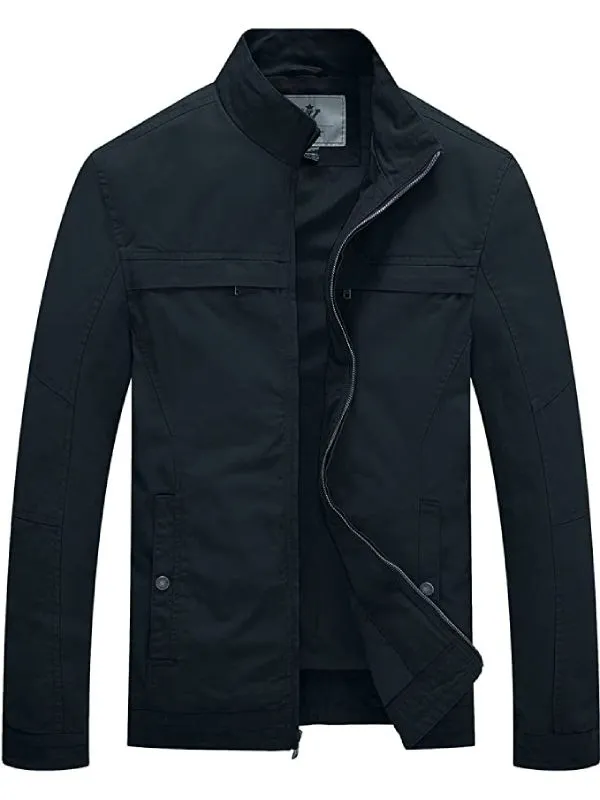Men's Canvas Military Style Jacket Casual Lightweight Cotton Jacket