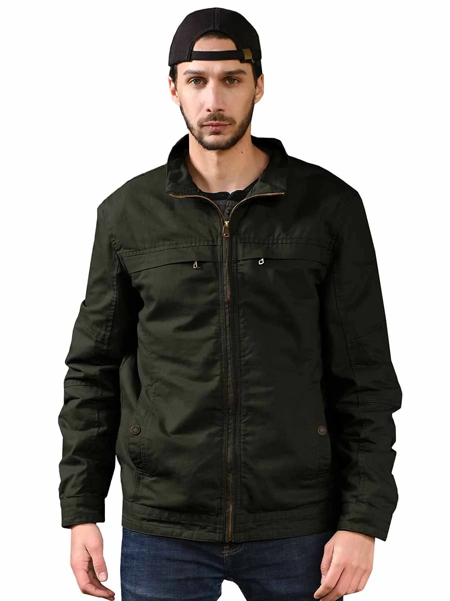 Men's Canvas Military Style Jacket Casual Lightweight Cotton Jacket
