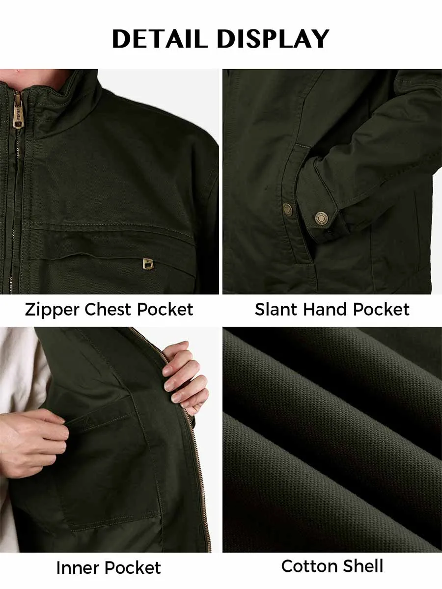 Men's Canvas Military Style Jacket Casual Lightweight Cotton Jacket