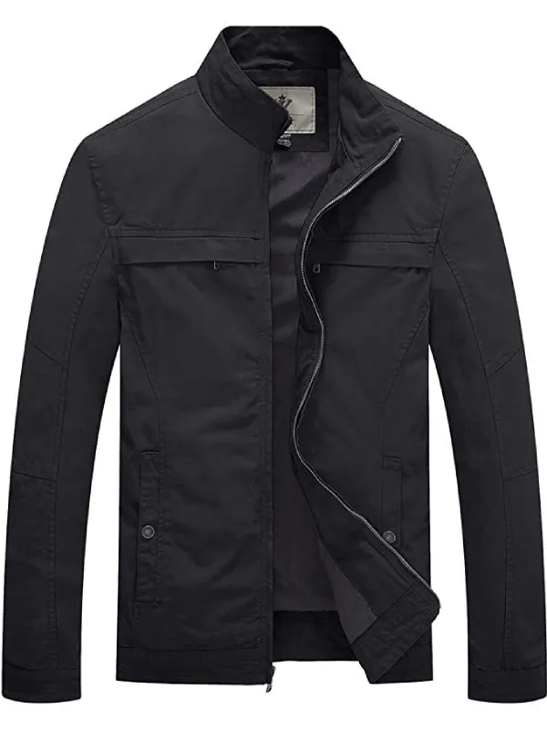 Men's Canvas Military Style Jacket Casual Lightweight Cotton Jacket