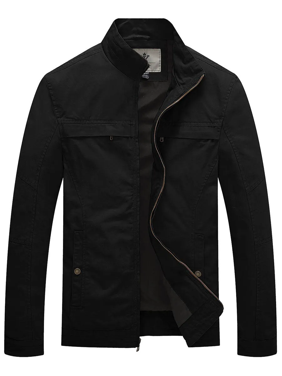 Men's Canvas Military Style Jacket Casual Lightweight Cotton Jacket