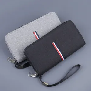 Men's Canvas Wrist Strap Clutch Zipper Cloth Men's Wallets