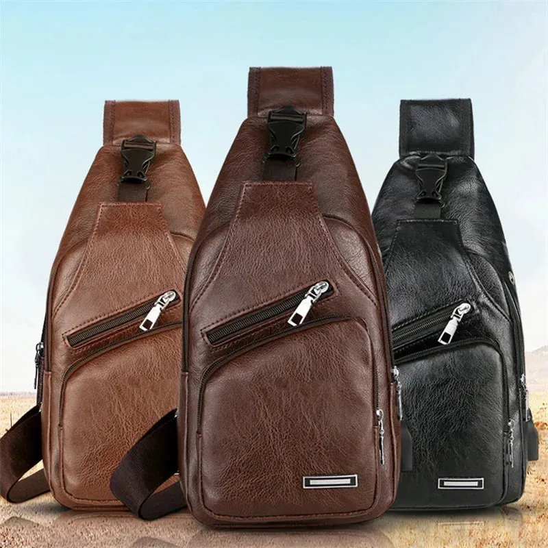 Men's Crossbody Bags Men's USB Chest Bag Designer Messenger bag Leather Shoulder Bags Diagonal Package 2023 new Back Pack Travel