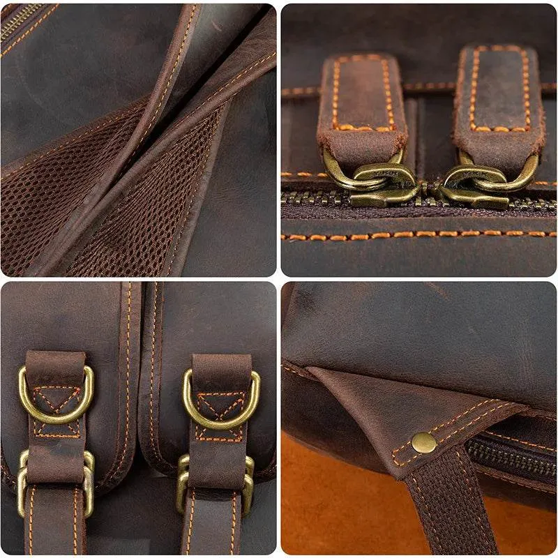 Men's Genuine Leather Travel Laptop Backpack Designer Bag