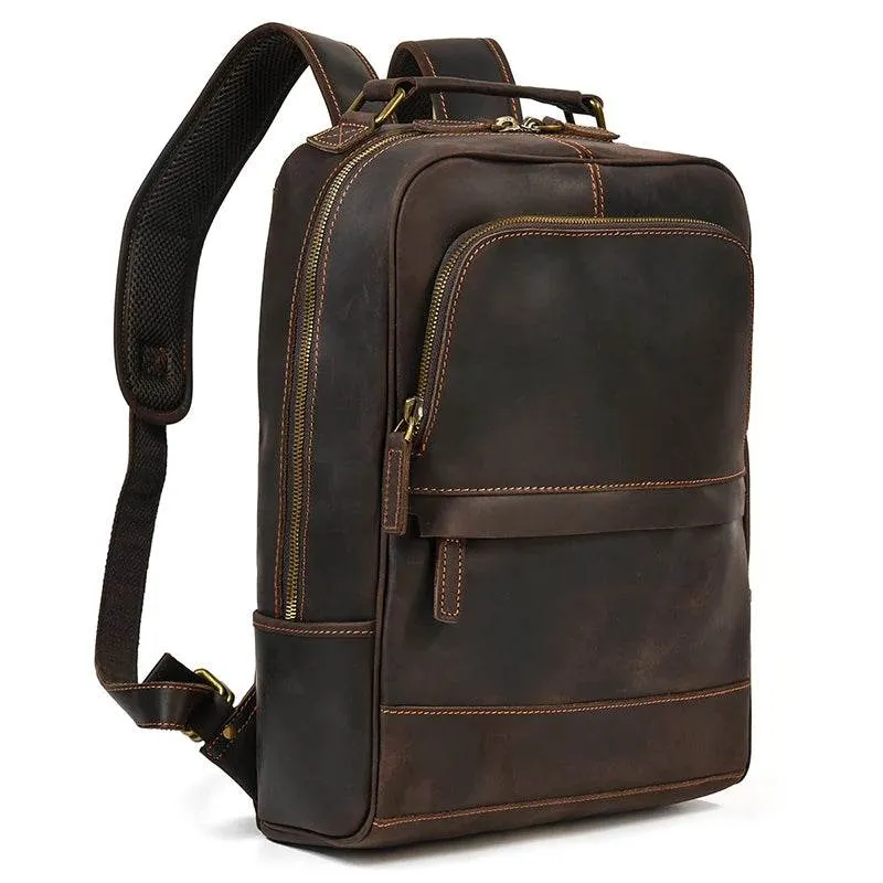 Men's Genuine Leather Travel Laptop Backpack Designer Bag