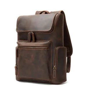 Men's Genuine Leather Travel Laptop Backpack Designer Bag