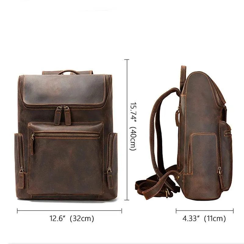 Men's Genuine Leather Travel Laptop Backpack Designer Bag
