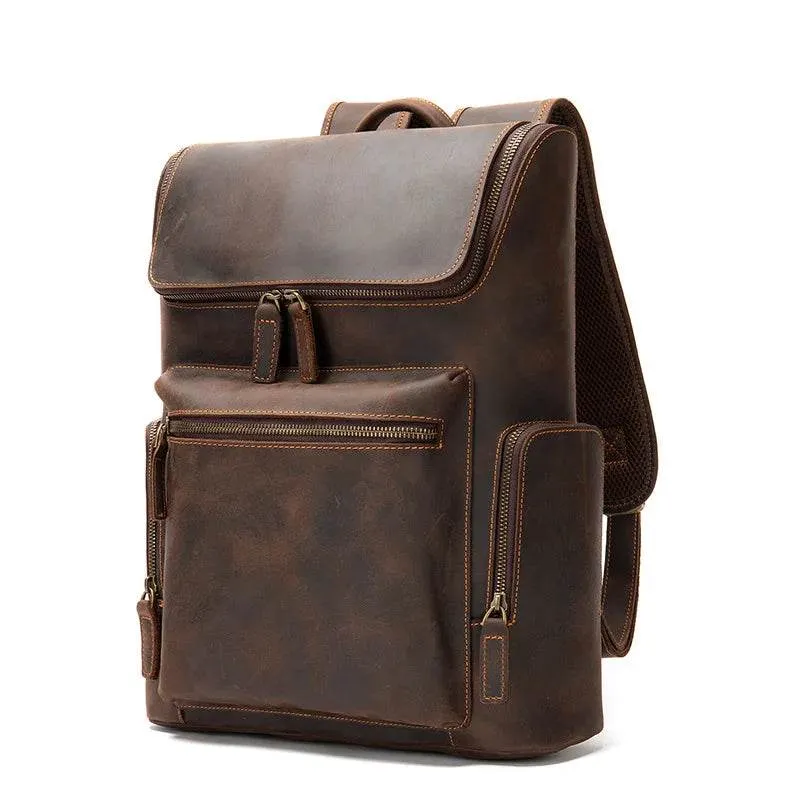 Men's Genuine Leather Travel Laptop Backpack Designer Bag