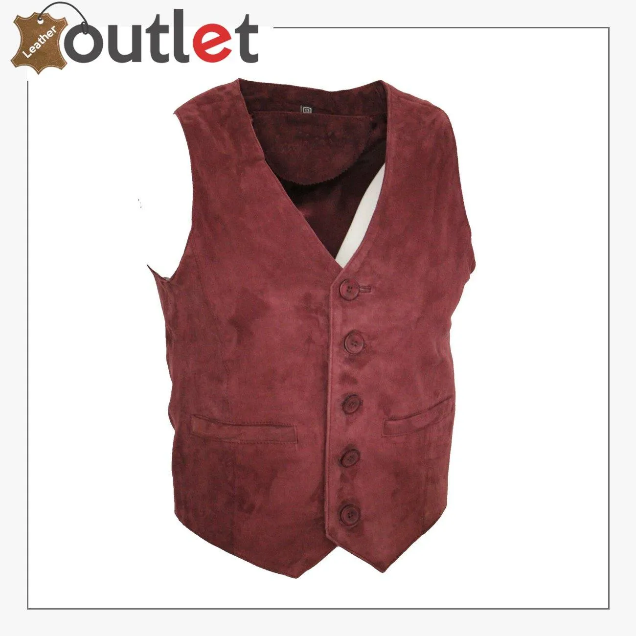 Men's Goat Suede Classic Smart Burgundy Leather Waistcoat