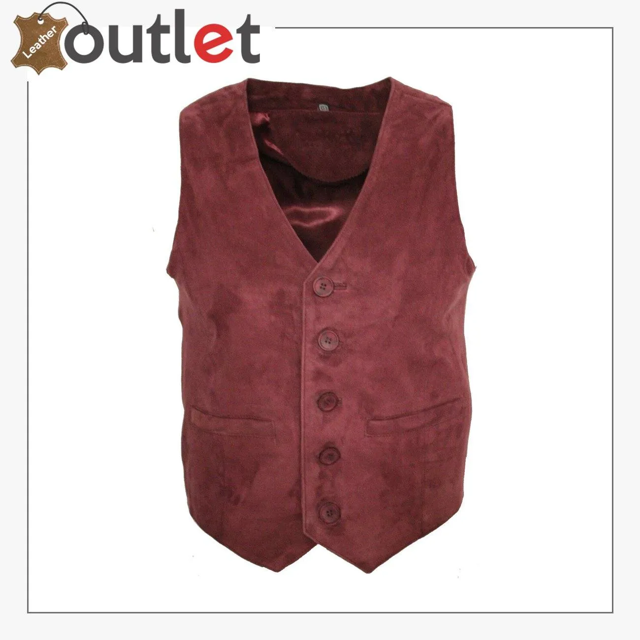 Men's Goat Suede Classic Smart Burgundy Leather Waistcoat