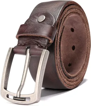 Men's Italian Cow Leather Belt Men With Anti-Scratch Buckle