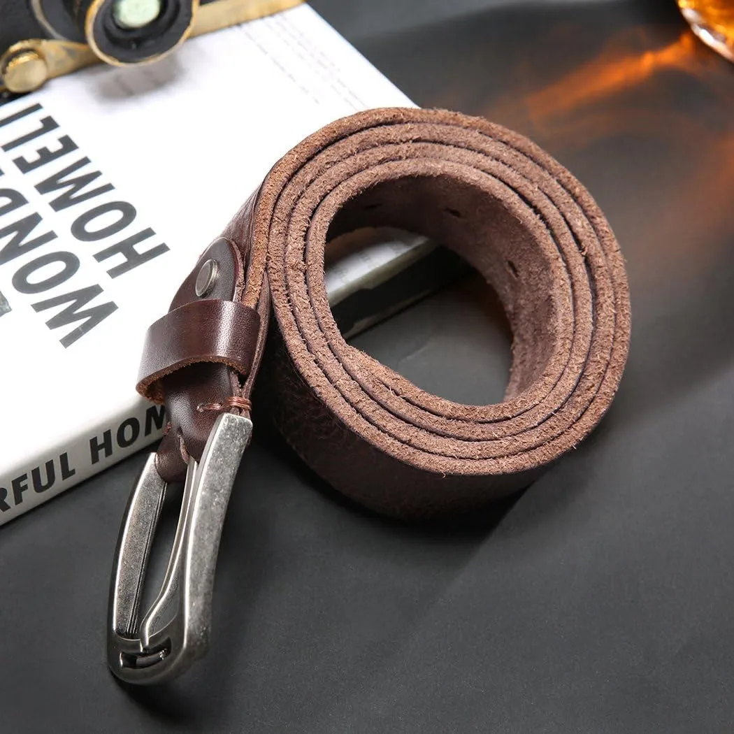 Men's Italian Cow Leather Belt Men With Anti-Scratch Buckle