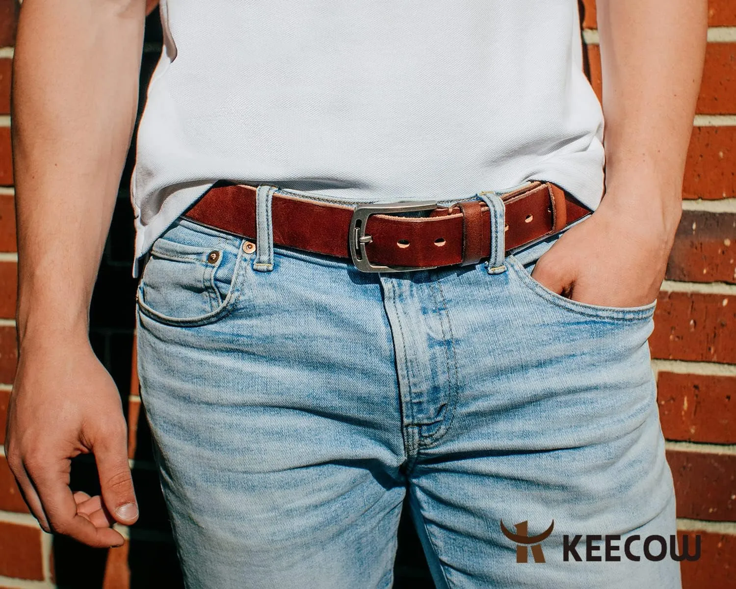 Men's Italian Cow Leather Belt Men With Anti-Scratch Buckle