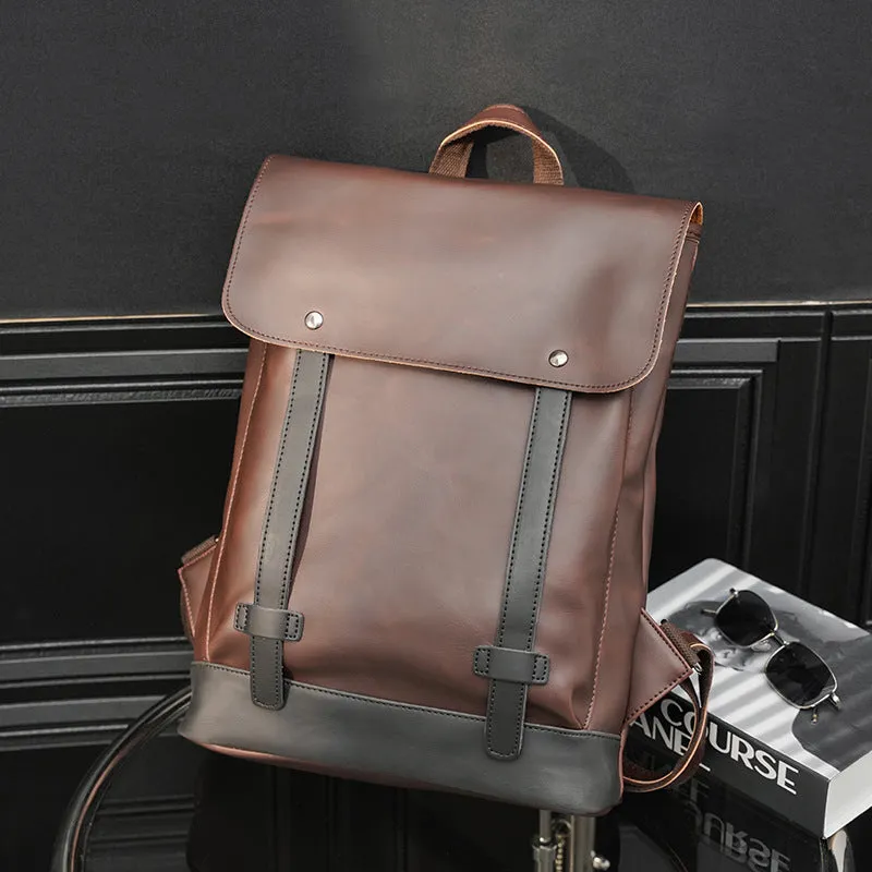 Men's Korean Trendy Retro Preppy Style Crazy Backpacks