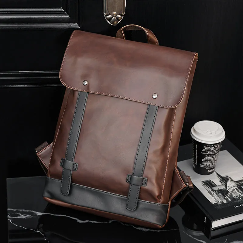Men's Korean Trendy Retro Preppy Style Crazy Backpacks