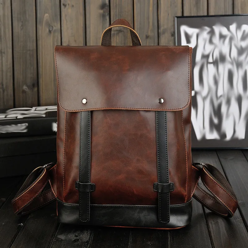 Men's Korean Trendy Retro Preppy Style Crazy Backpacks