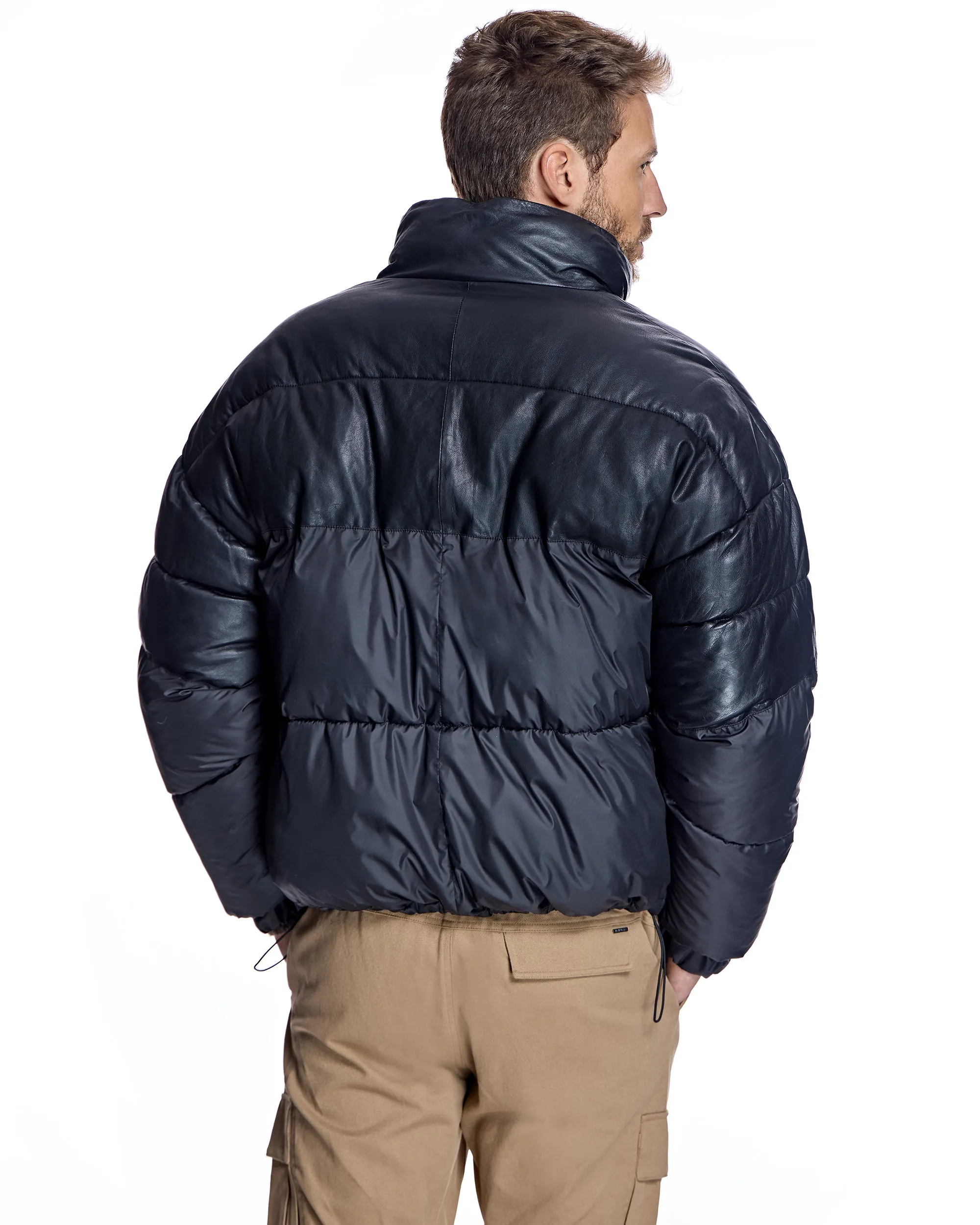 Men's Leather and Poly Horizontal Bomber