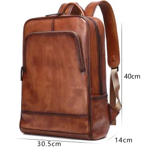 Men's Leather Computer Color Vegetable Tanned First Backpacks