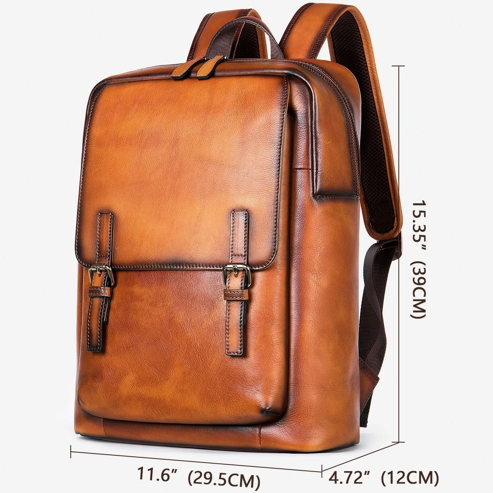 Men's Leather Computer Color Vegetable Tanned First Backpacks