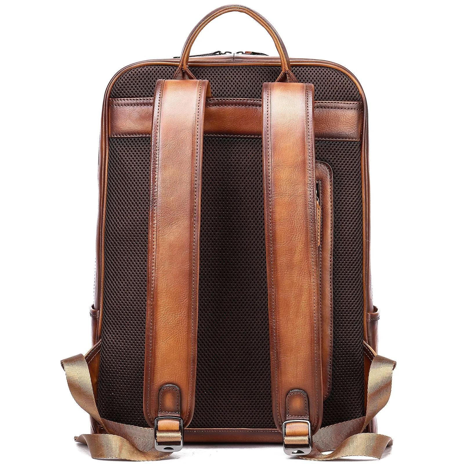 Men's Leather Computer Color Vegetable Tanned First Backpacks