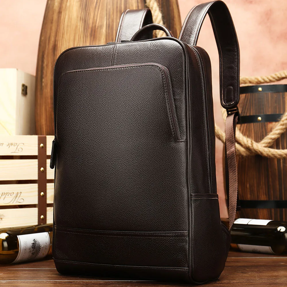 Men's Leather Computer Color Vegetable Tanned First Backpacks