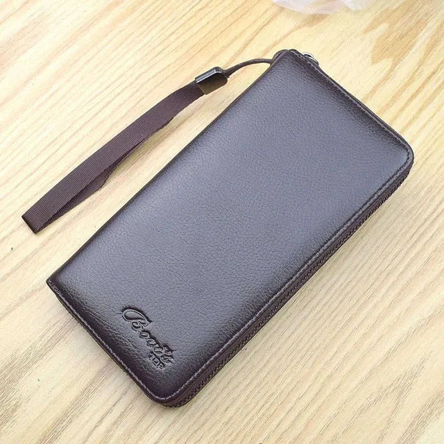 Men's Long PU Leather Clutch Bags