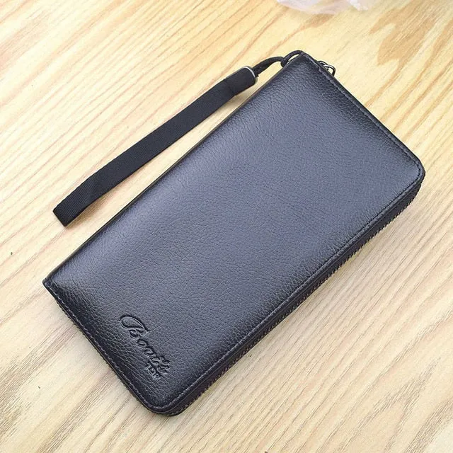 Men's Long PU Leather Clutch Bags