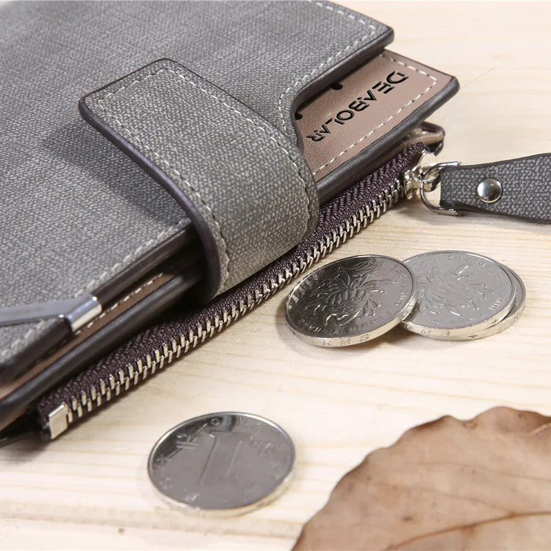 Men's Mid-length Retro Canvas Pattern Male Men's Wallets