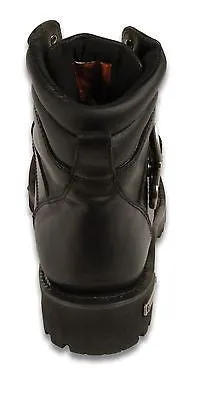 MEN'S MOTORBIKE BOOTS REAL LEATHER 6 INCH SIDE BUCKLE BOOT WITH LACES NEW