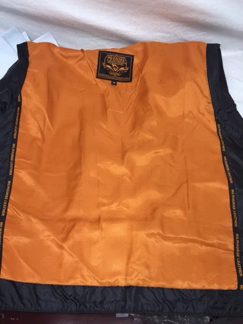 Men's Motorcycle Classic Buffalo Nickle Side Lace Leather Vest W/2 Gun pockets