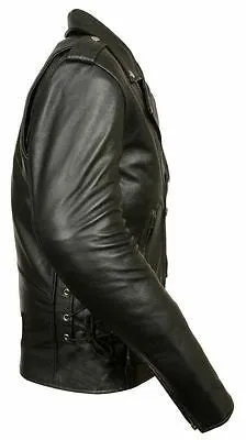 MEN'S MOTORCYCLE CLASSIC MC JACKET LACE SIDE POLICE BIKER TERMINATOR STYLE