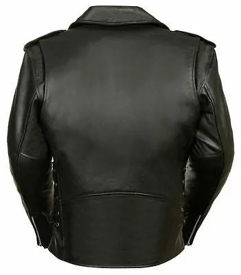MEN'S MOTORCYCLE CLASSIC MC JACKET LACE SIDE POLICE BIKER TERMINATOR STYLE