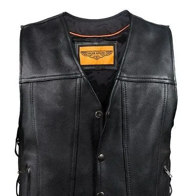 MEN'S MOTORCYCLE CLUB LACE SIDE VEST WITH 2 GUN POCKETS WITH FRONT SNAP BUTTONS