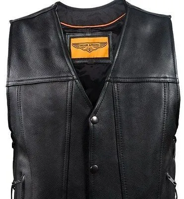 MEN'S MOTORCYCLE CLUB LACE SIDE VEST WITH 2 GUN POCKETS WITH FRONT SNAP BUTTONS