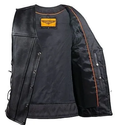 MEN'S MOTORCYCLE CLUB LACE SIDE VEST WITH 2 GUN POCKETS WITH FRONT SNAP BUTTONS